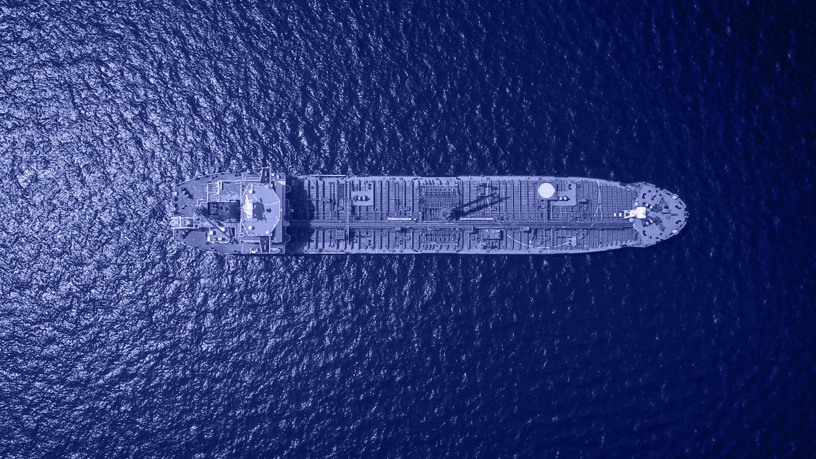 Aerial view of a product tanker at sea